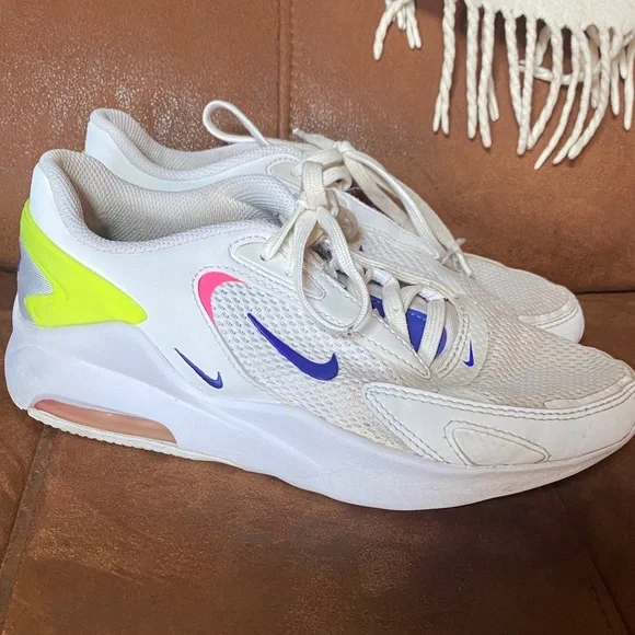 Nike White Sneakers with Pink, Blue, and Yellow Accents - Picture 1 of 3